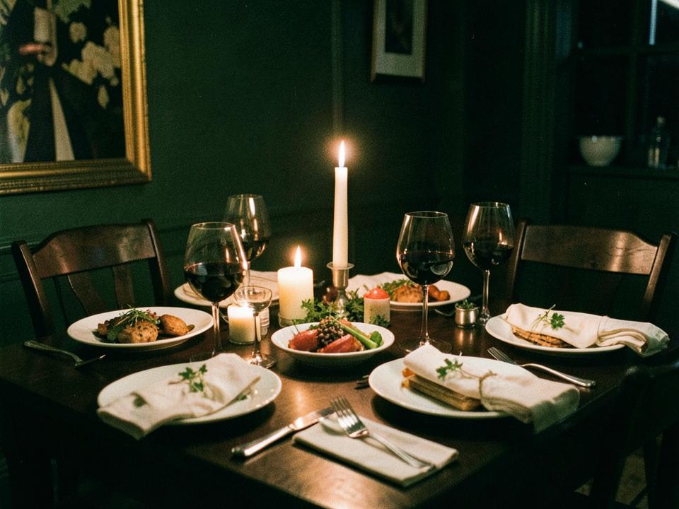 Winter dinner, illustrative image